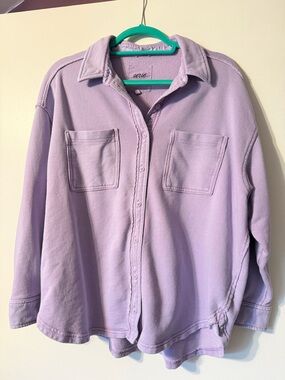Aerie Pastel Lavender Button-Front Shirt Jacket